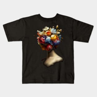 Flower Head Woman Old Painting Kids T-Shirt